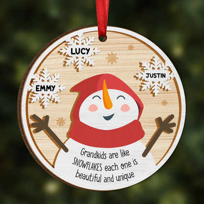 Grandkids Are Like Snowflakes Beautiful And Unique - Personalized Wooden Ornament