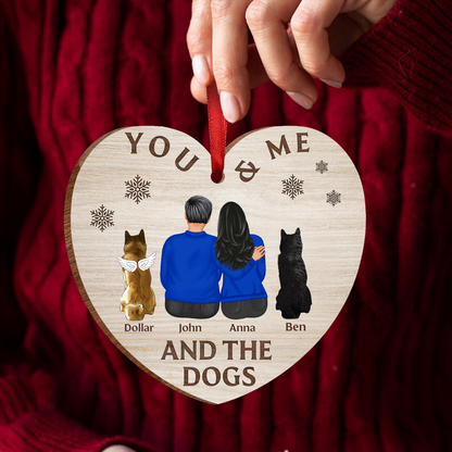 You & Me & The Dog Christmas Loving Couple - Personalized Custom Shaped Wooden Ornament