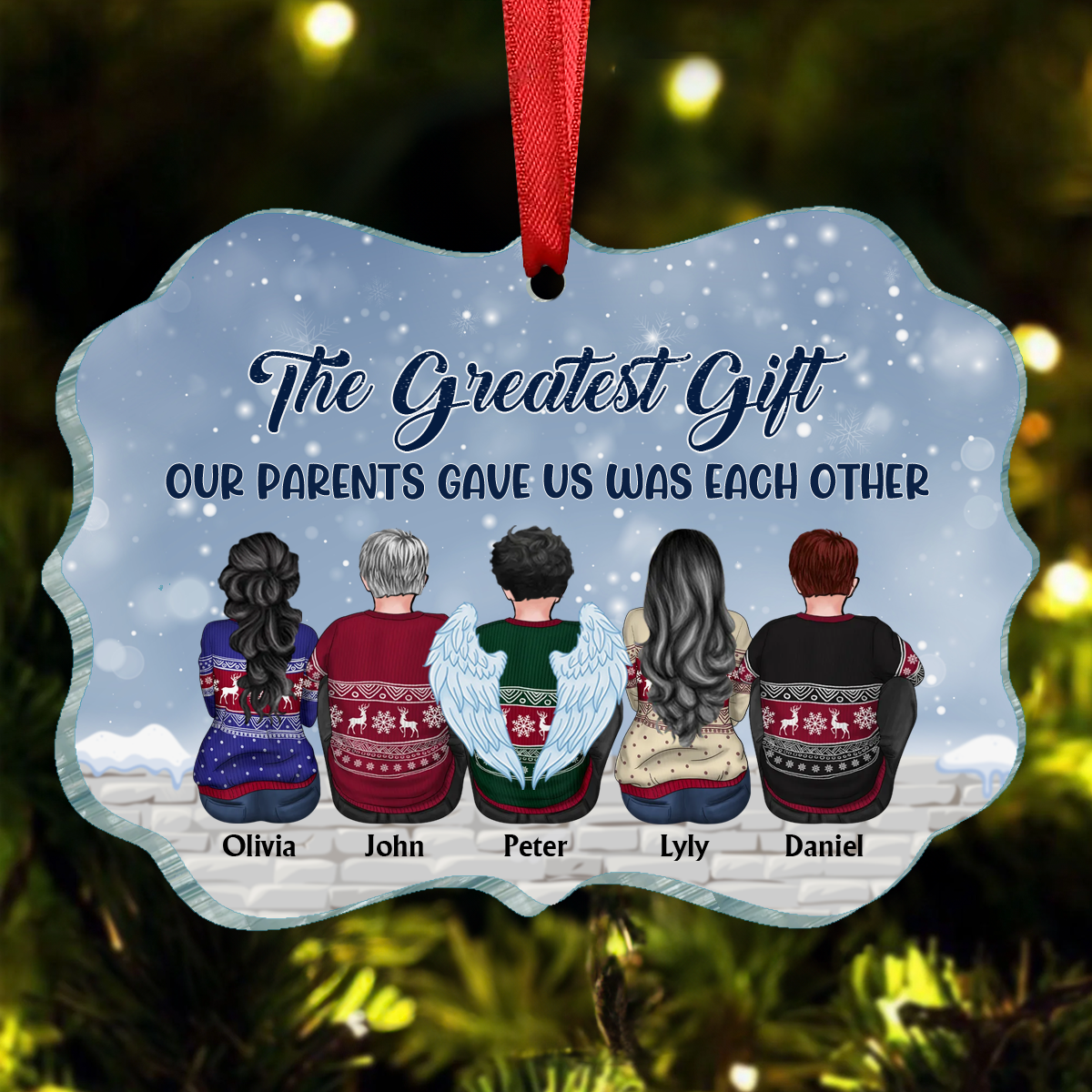 The Greatest Gift Our Parents Gave Us Was Each Other - Personalized Custom Benelux Shaped Wood, Acrylic Christmas Ornament - Gift For Siblings, Christmas Gift