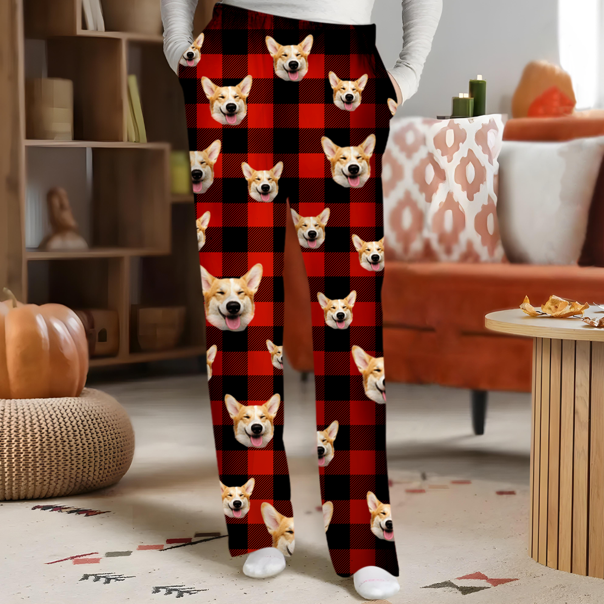 Custom Photo Funny Dog Cat Pet Human Face - Personalized Pajama Pants