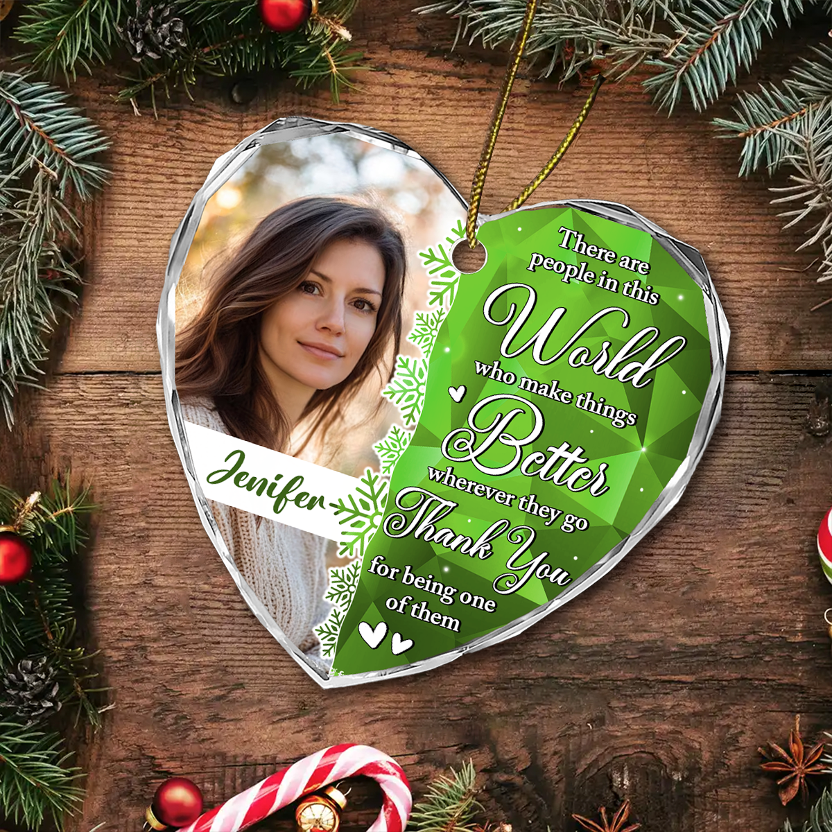 Custom Photo Thank You Friends, Co-workers, Boss, Manager, Mentor, Teacher, Nurse, Mom - Personalized Heart Shaped Acrylic Ornament