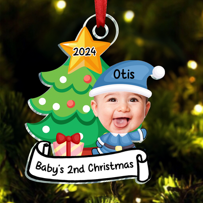 Custom Photo Baby First Christmas - Personalized Cutout Acrylic Ornament