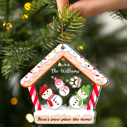 Christmas Snowman Family There's Snow Place Like Home - Personalized Acrylic Ornament