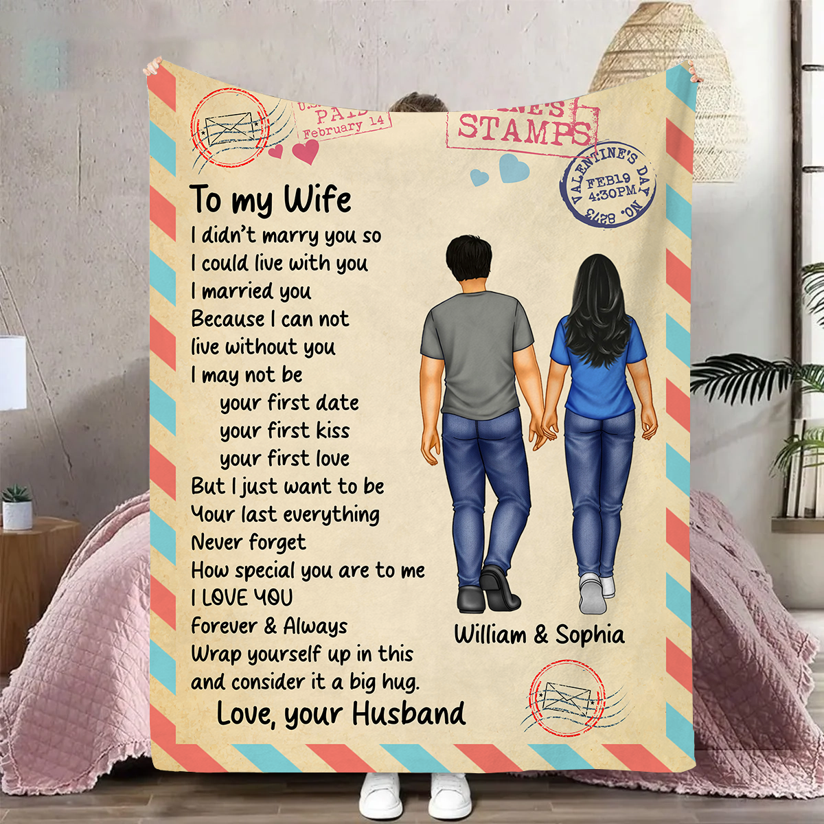 Couple Airmail Wrap Yourself Up In This - Personalized Fleece Blanket