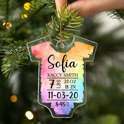 Custom Name And Infor New Baby Toddler First Christmas - Personalized Custom Shaped Acrylic Ornament