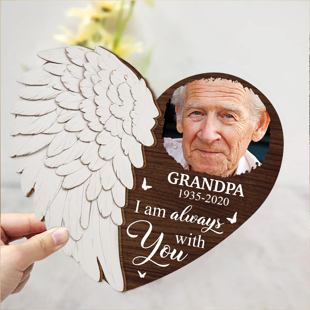 Custom Photo I'm Always With You - Personalized 2-Layered Wooden Plaque With Stand