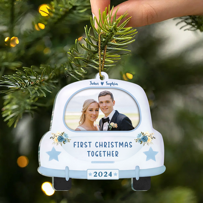 First Christmas Together Personalized Photo Frame Ornament, Newlywed Gift, Hanging Photo Car Ornament, First Car Gift, Test Pass Gift