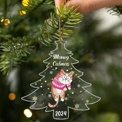 Christmas Hanging Cats Tis The Season To Be Jolly - Personalized Custom Shaped Acrylic Ornament