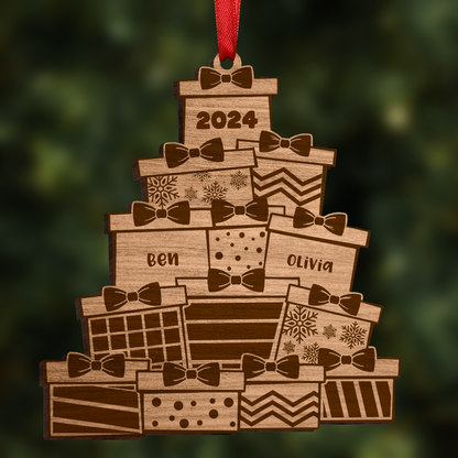 Christmas Presents - Personalized Wooden Cutout Ornament