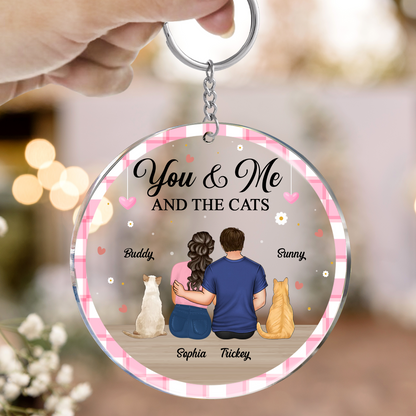 You & Me & The Cat Christmas Couple - Personalized Acrylic Keychain