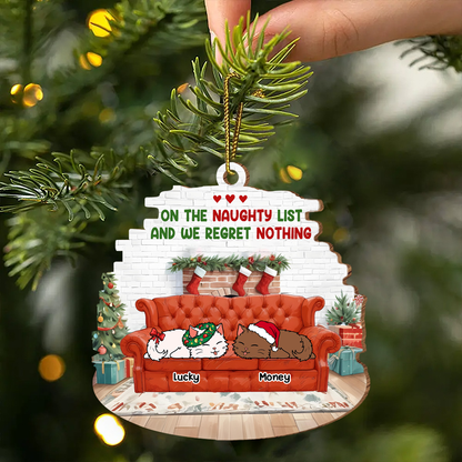 Lying Cat We Regret Nothing - Personalized Custom Shaped Wooden Ornament