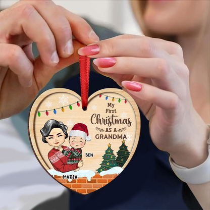 My First Christmas As A Grandma - Personalized Wooden Ornament