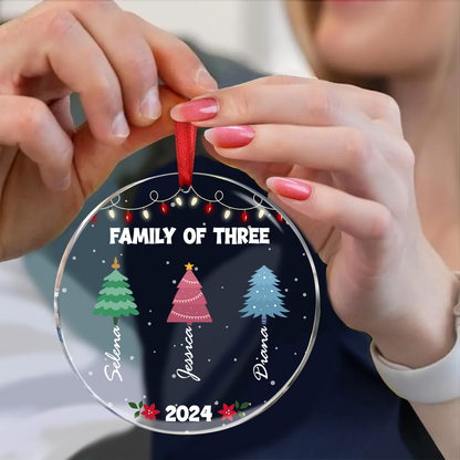 Family Colorful Christmas Trees - Personalized Circle Acrylic Ornament