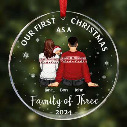 First Christmas As A Family Of Three New Parents - Personalized Circle  Ornament