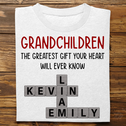 Grandchildren The Greatest Gift Your Heart Will Ever Know, Crossword Puzzle Personalized Shirt