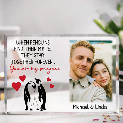 Custom Photo You Are My Penguin - Couple Personalized Custom Rectangle Shaped Acrylic Plaque - Gift For Husband Wife, Anniversary