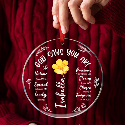 You Are Beautiful Like A Flower - Affirmation Personalized Custom Circle Acrylic Ornament - Christmas Gift For Yourself