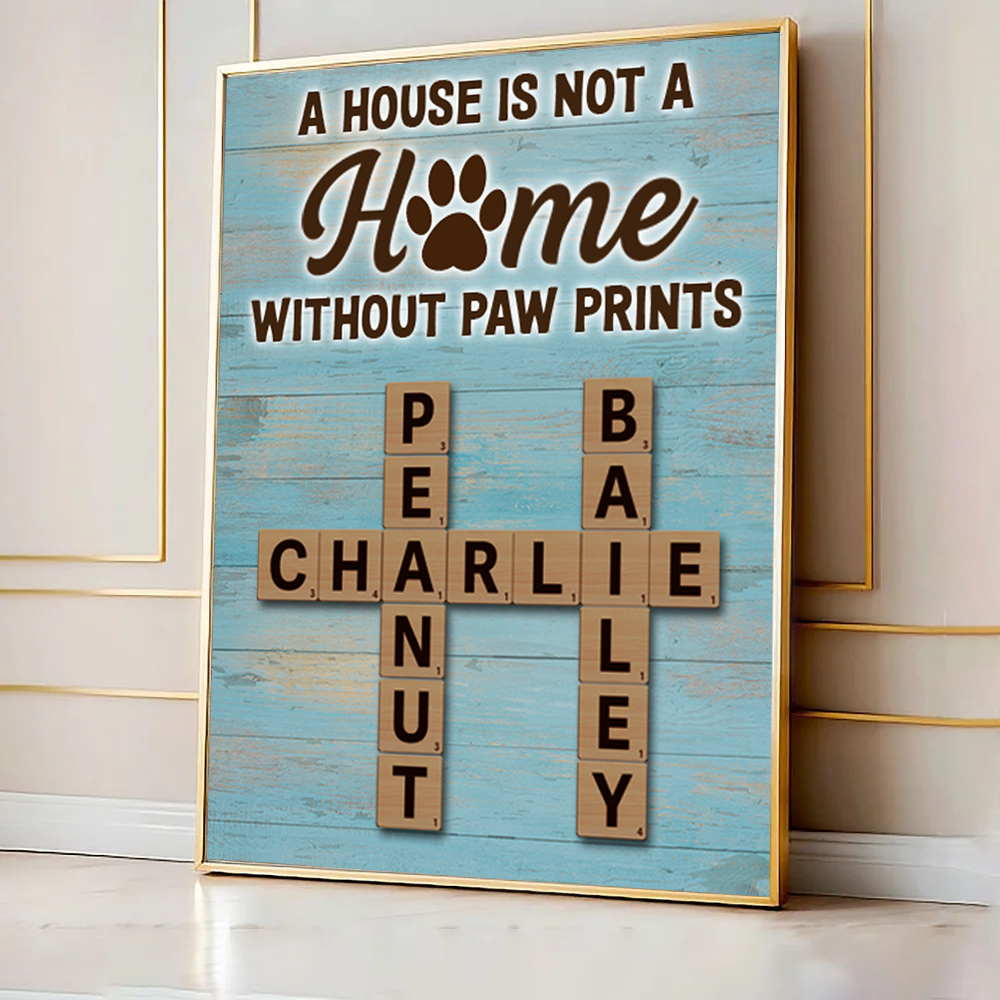 Home With Paw Prints Pet Crossword Puzzle Wall Art Home Decor Personalized Poster