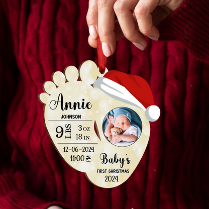 Custom Photo Baby's First Christmas - Personalized Custom Shaped Acrylic Ornament