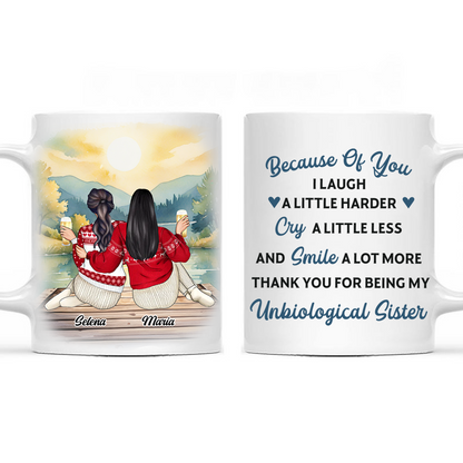 Because Of You I Laugh A Little Harder - Personalized Mug