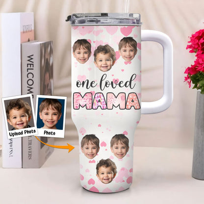 40oz Family - One Loved Mama - Personalized Tumbler With Straw - Makezbright Gifts