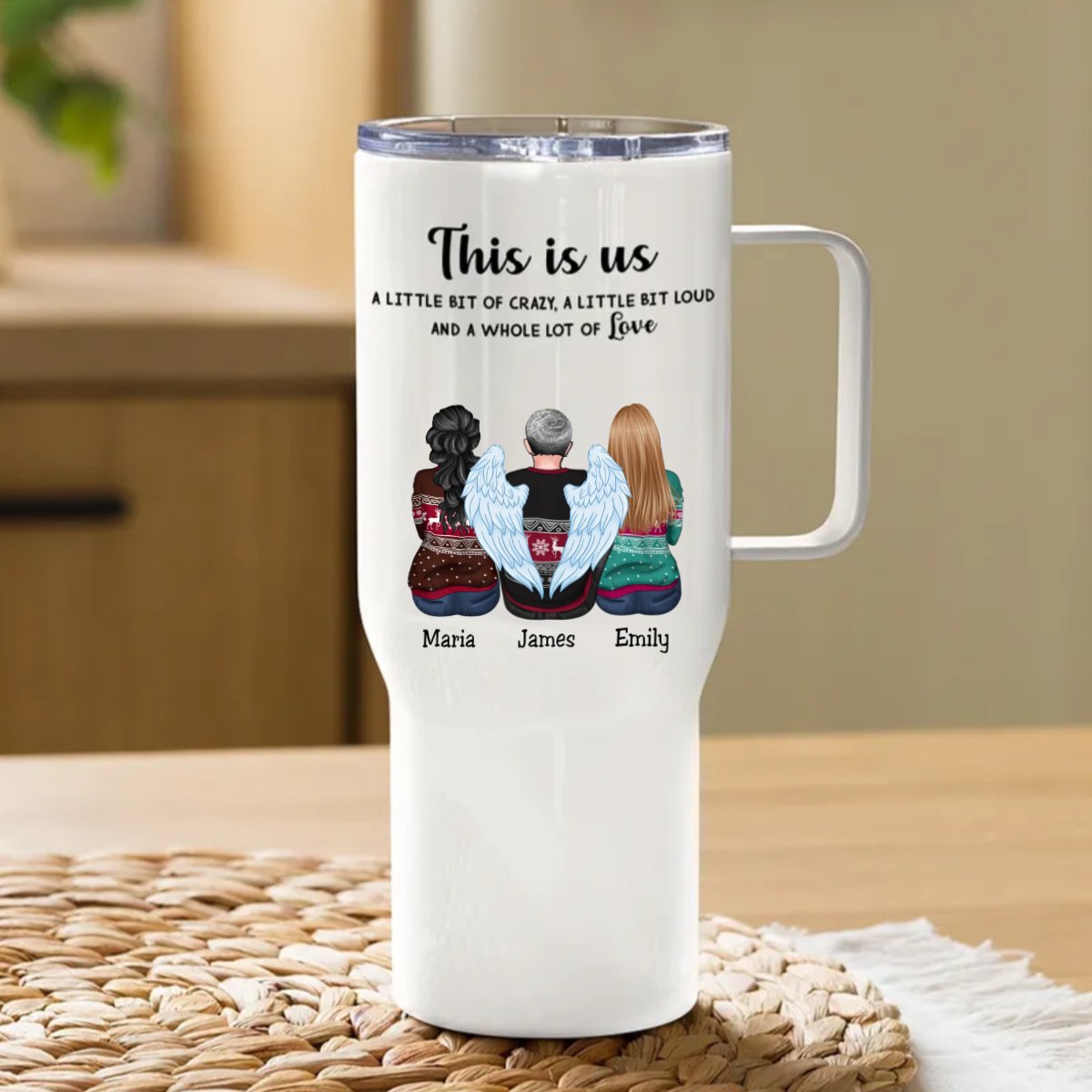 40oz Family - This is Us, A Little Bit Of Crazy, A Little Bit Loud, And A Whole Lot Of Love - Personalized Tumbler With Handle (LH) - Makezbright Gifts