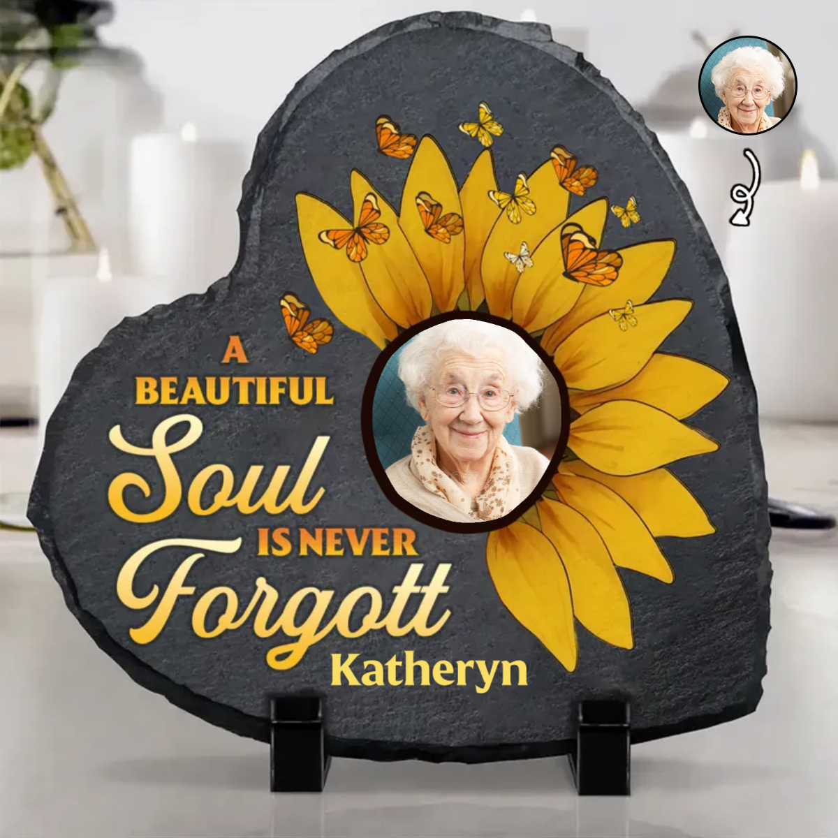 Custom Photo A Beautiful Soul Is Never Forgotten - Personalized Memorial Stone (TB)