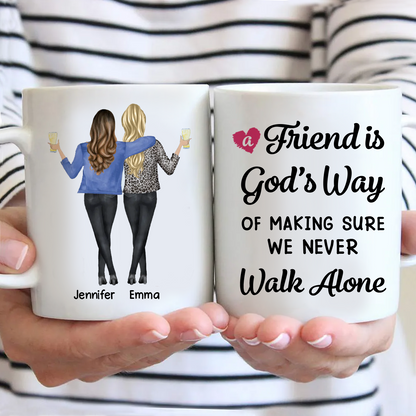 A Friend Is God's Way Besties Best Friend Gift Cup, Friendship Personalized Mug