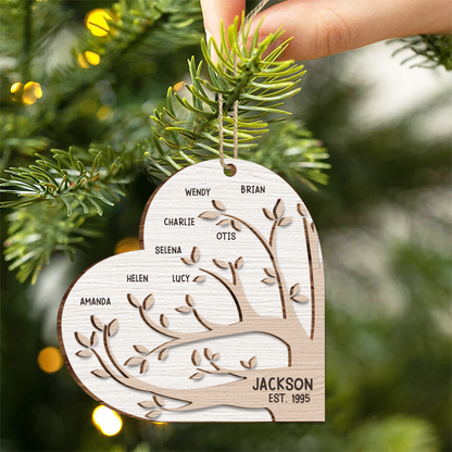 Family Tree Christmas - Personalized 2-Layered Wooden Ornament