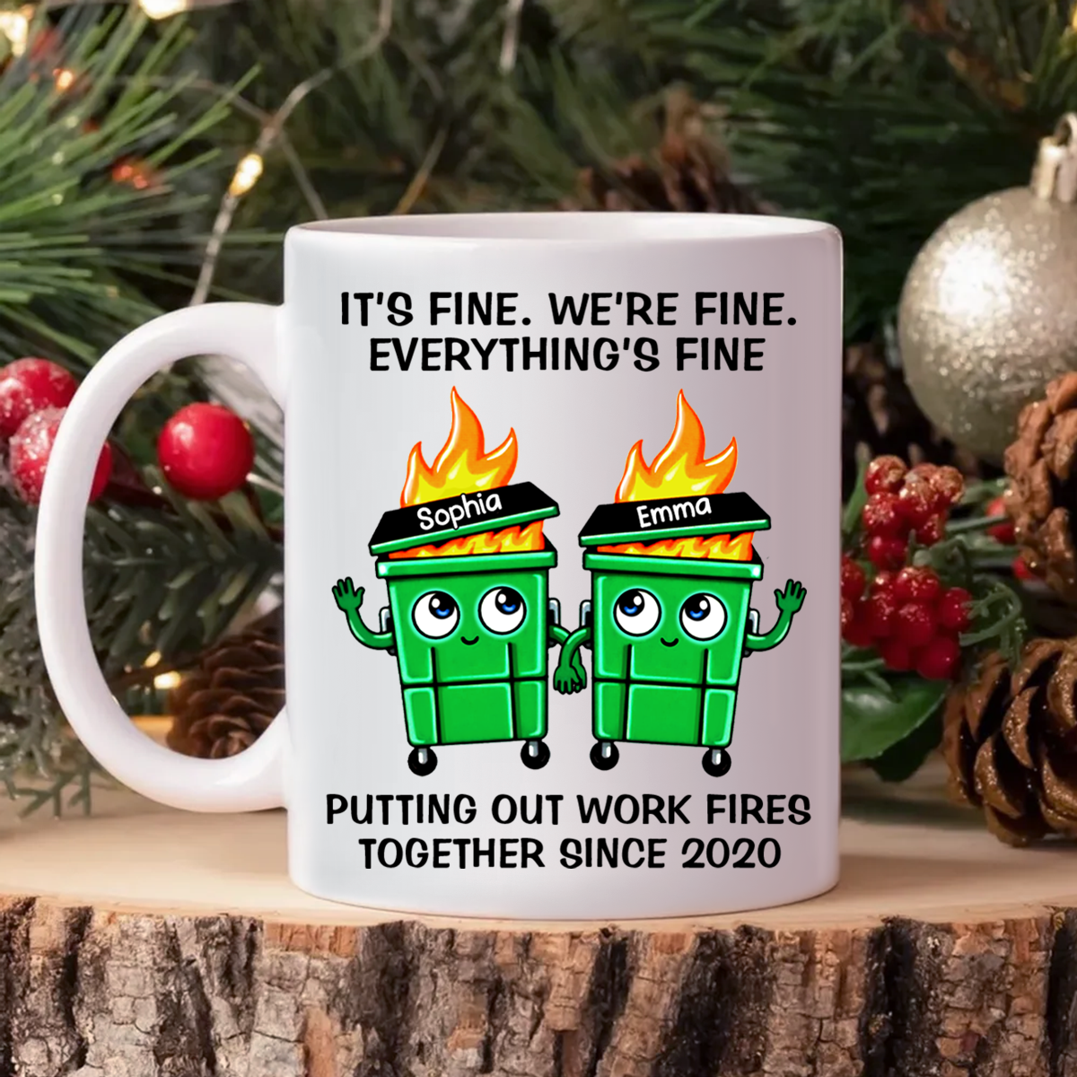 Putting Out Work Fires Together Work Bestie Dumpster Fire Funny Gift For Colleagues Personalized Mug