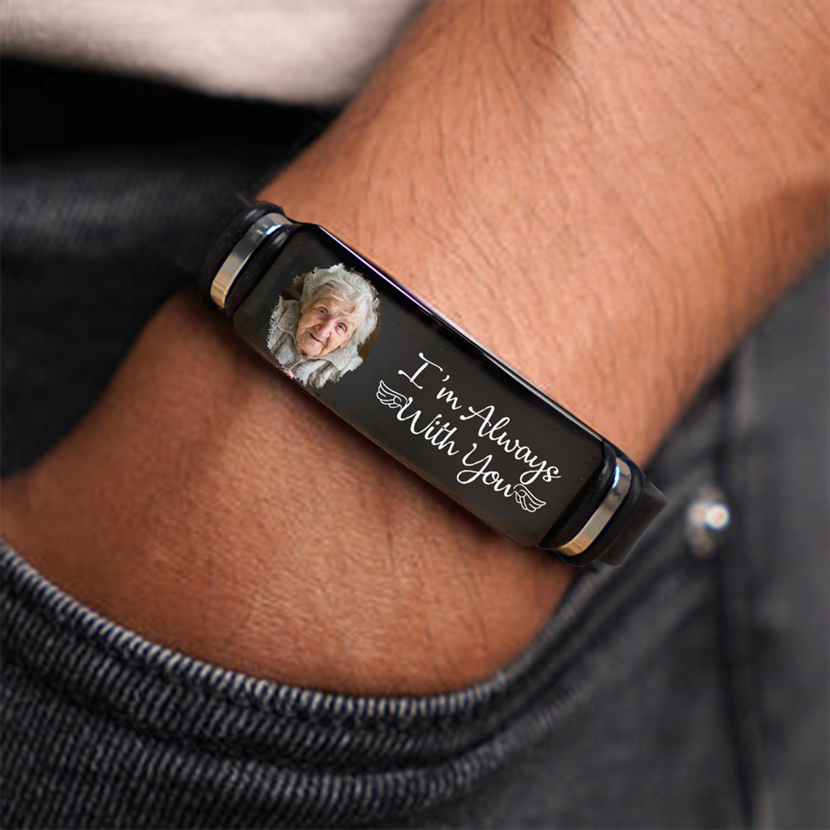 Custom Photo I'm Always With You - Memorial Gift For Family, Friend - Personalized Engraved Bracelet