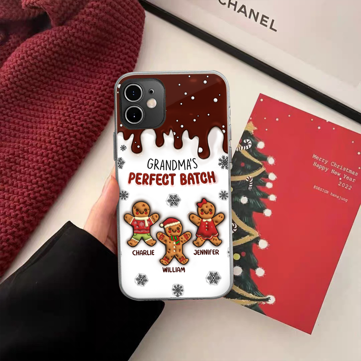 Gingerbread Grandma Grandpa Perfect Batch - 3D Inflated Effect Printed Personalized Clear Phone Case