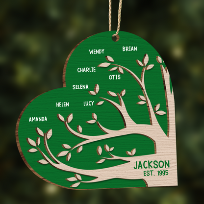 Family Tree Christmas - Personalized 2-Layered Wooden Ornament