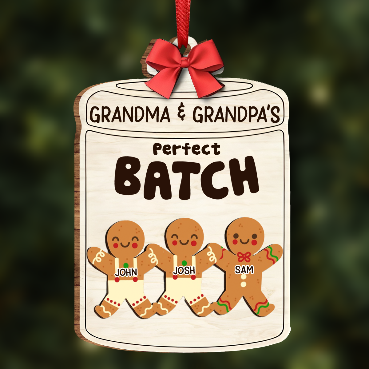 Grandma Grandpa Mom Dad Perfect Patch - Gift For Mom, Dad, Grandparents - Personalized 2-Layered Wooden Ornament