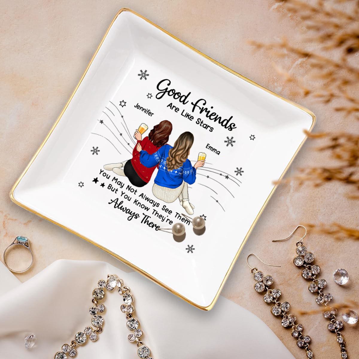 Good Friends Are Like Stars - Personalized Jewelry Dish