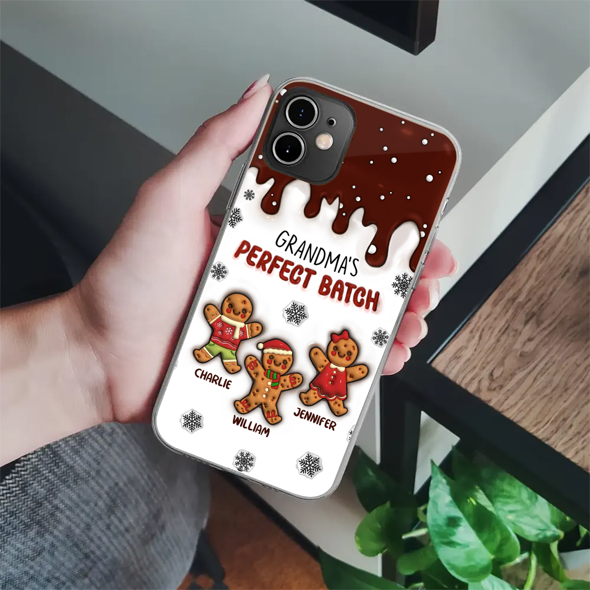 Gingerbread Grandma Grandpa Perfect Batch - 3D Inflated Effect Printed Personalized Clear Phone Case