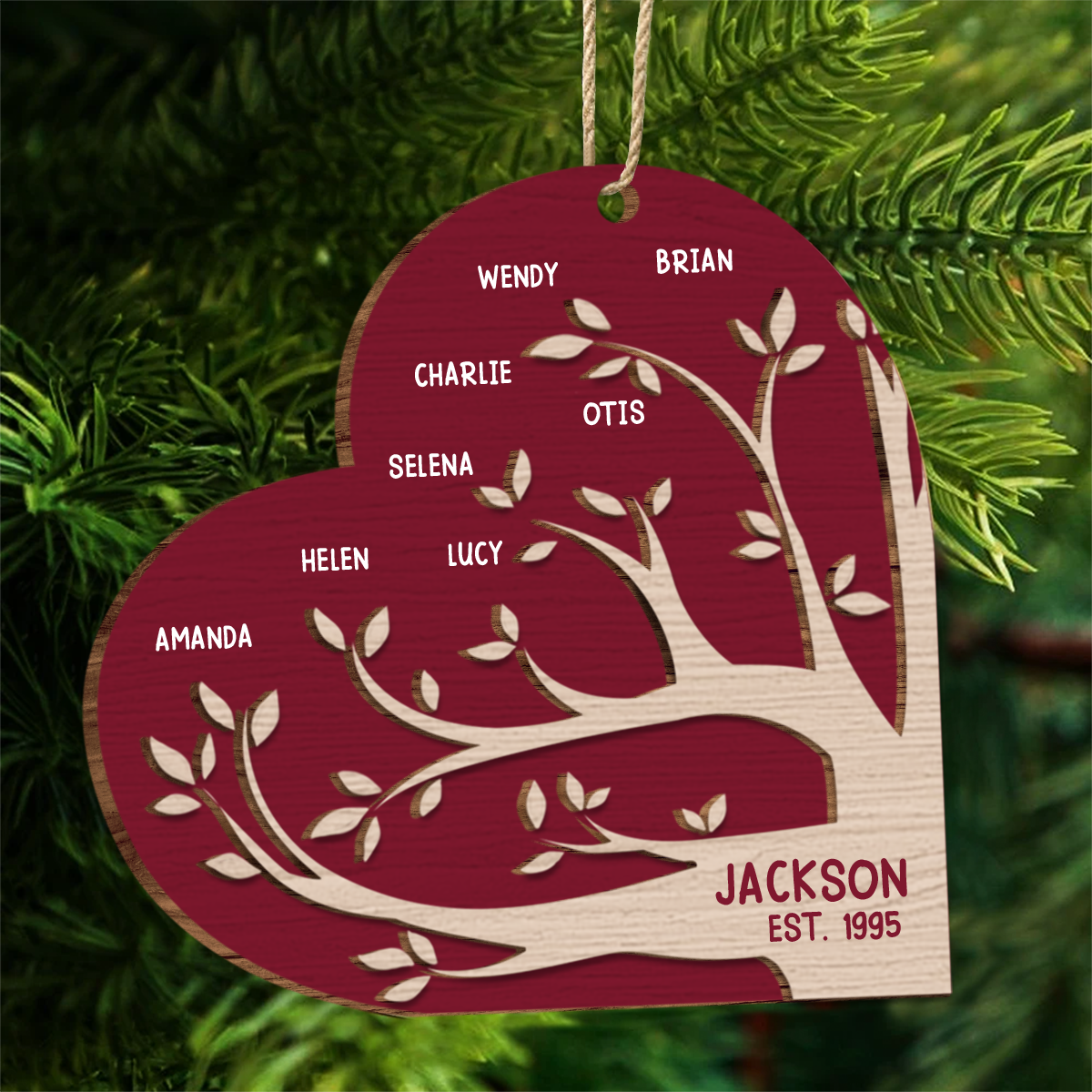 Family Tree Christmas - Personalized 2-Layered Wooden Ornament