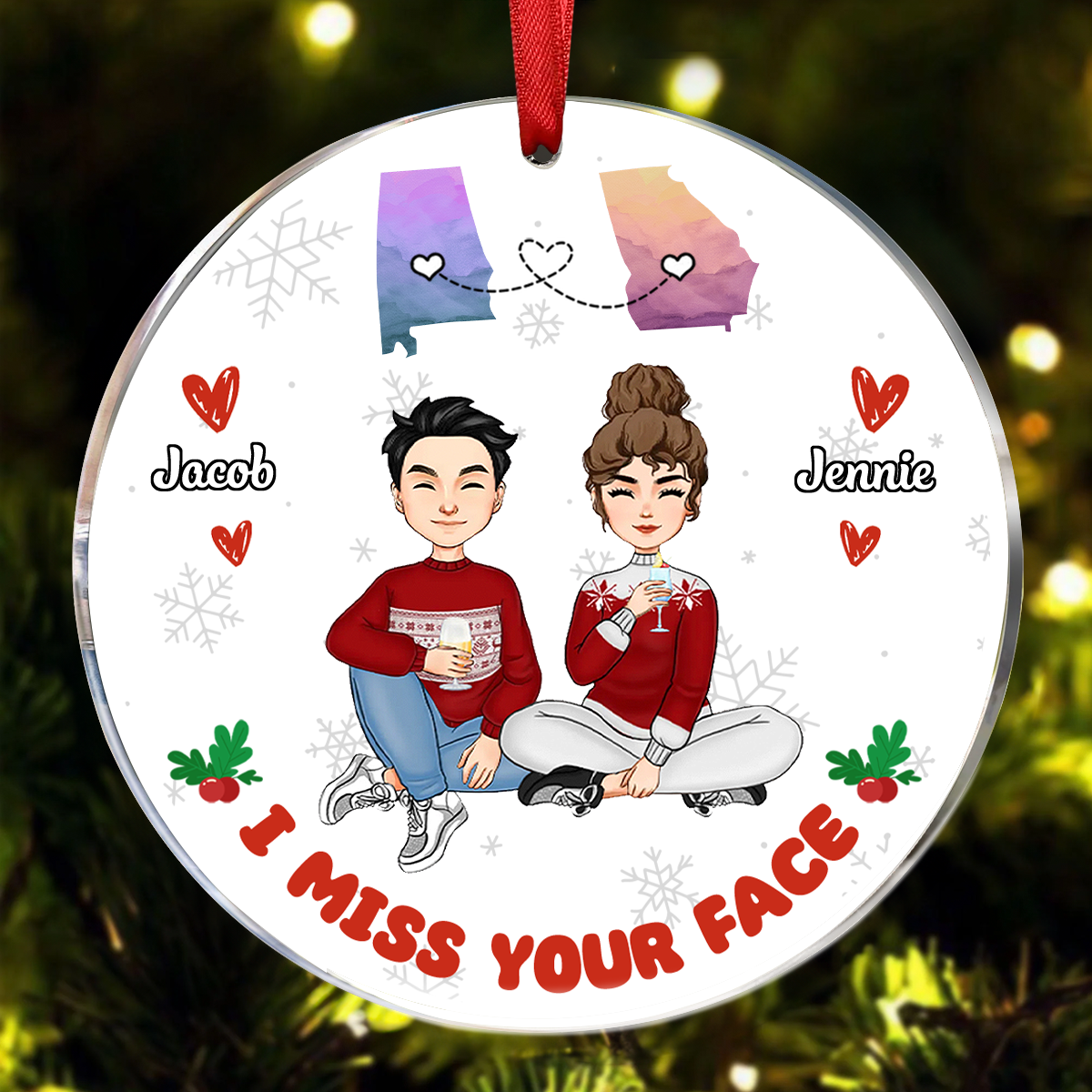 I Miss Your Face - Personalized Circle Acrylic Ornament