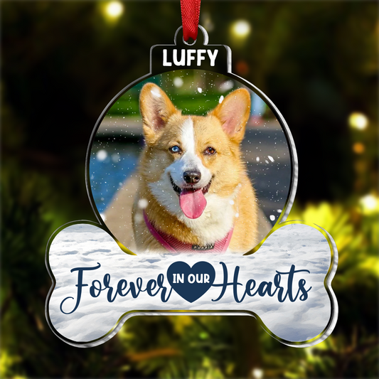 Custom Photo Forever In Our Hearts - Personalized Custom Shaped Acrylic Ornament