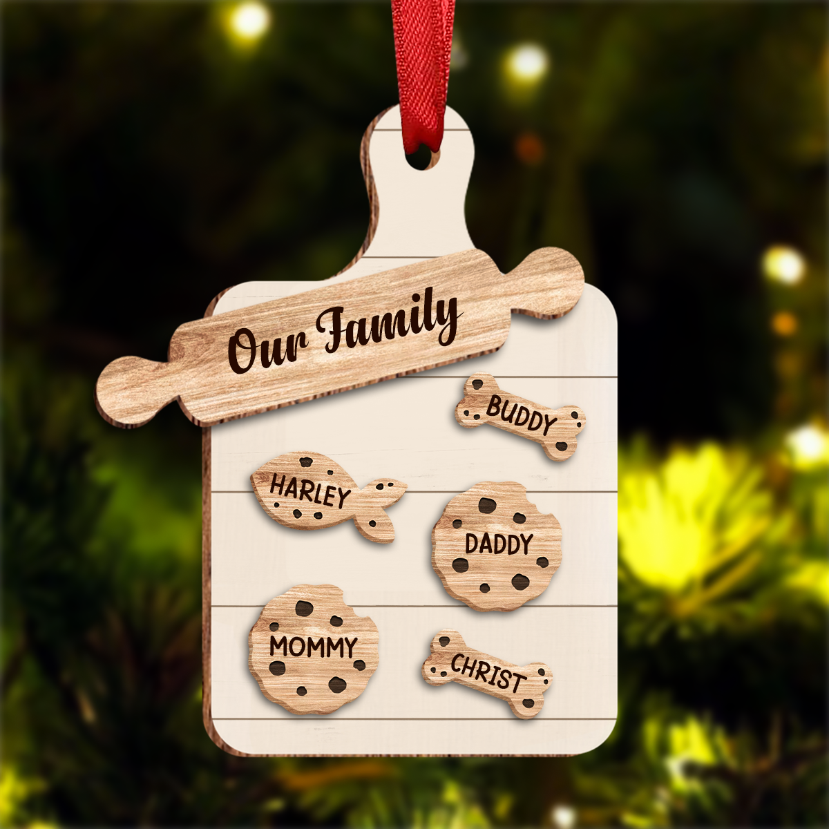 Family Grandma's Batch Personalized 2-Layered Wooden Ornament, Christmas Gift For Grandmas, Grandkids