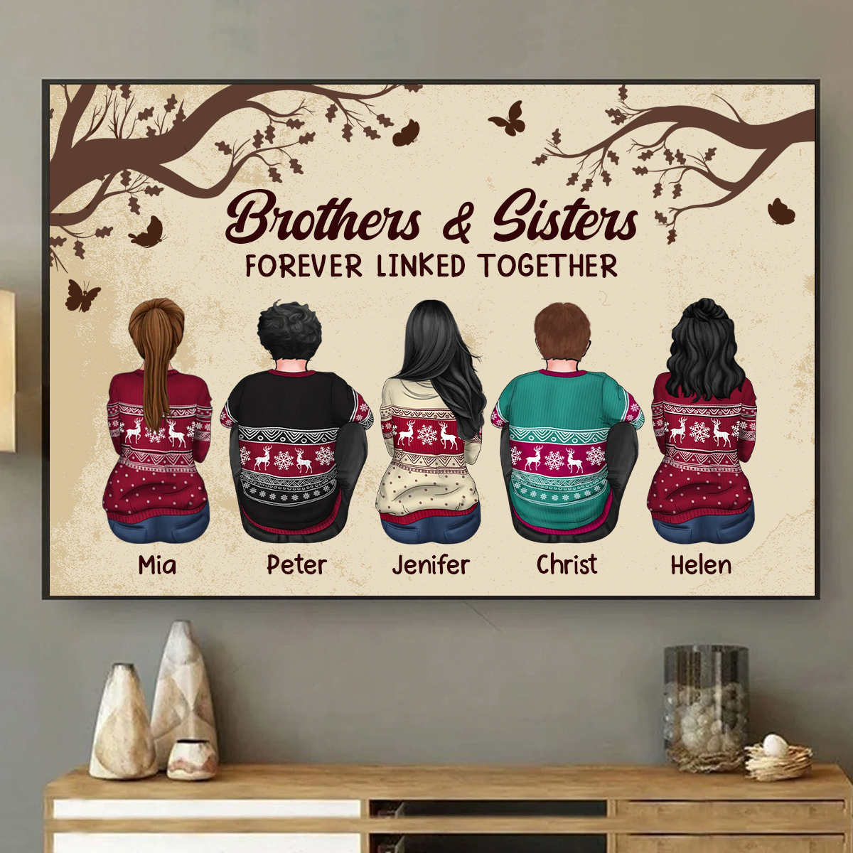 Personalized Siblings Christmas Poster, Personalized Brothers and Sisters Poster, Siblings Gift