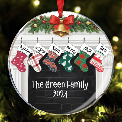 Family Christmas Stock Personalized Circle Ornament