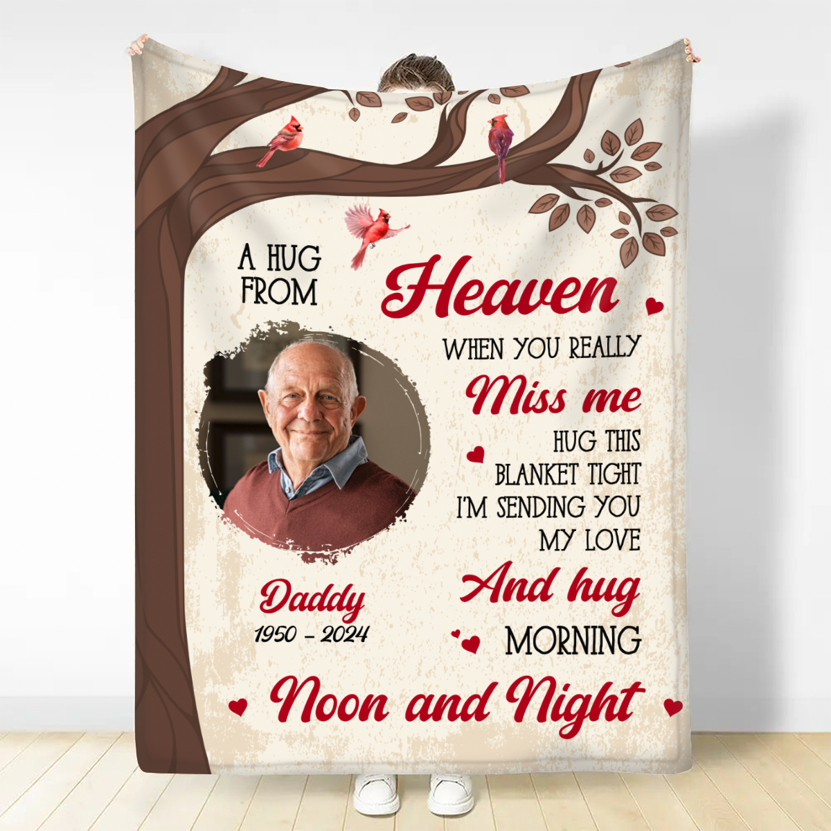 Custom Photo Memorial A Hug From Heaven - Personalized Fleece Blanket, Sherpa Blanket