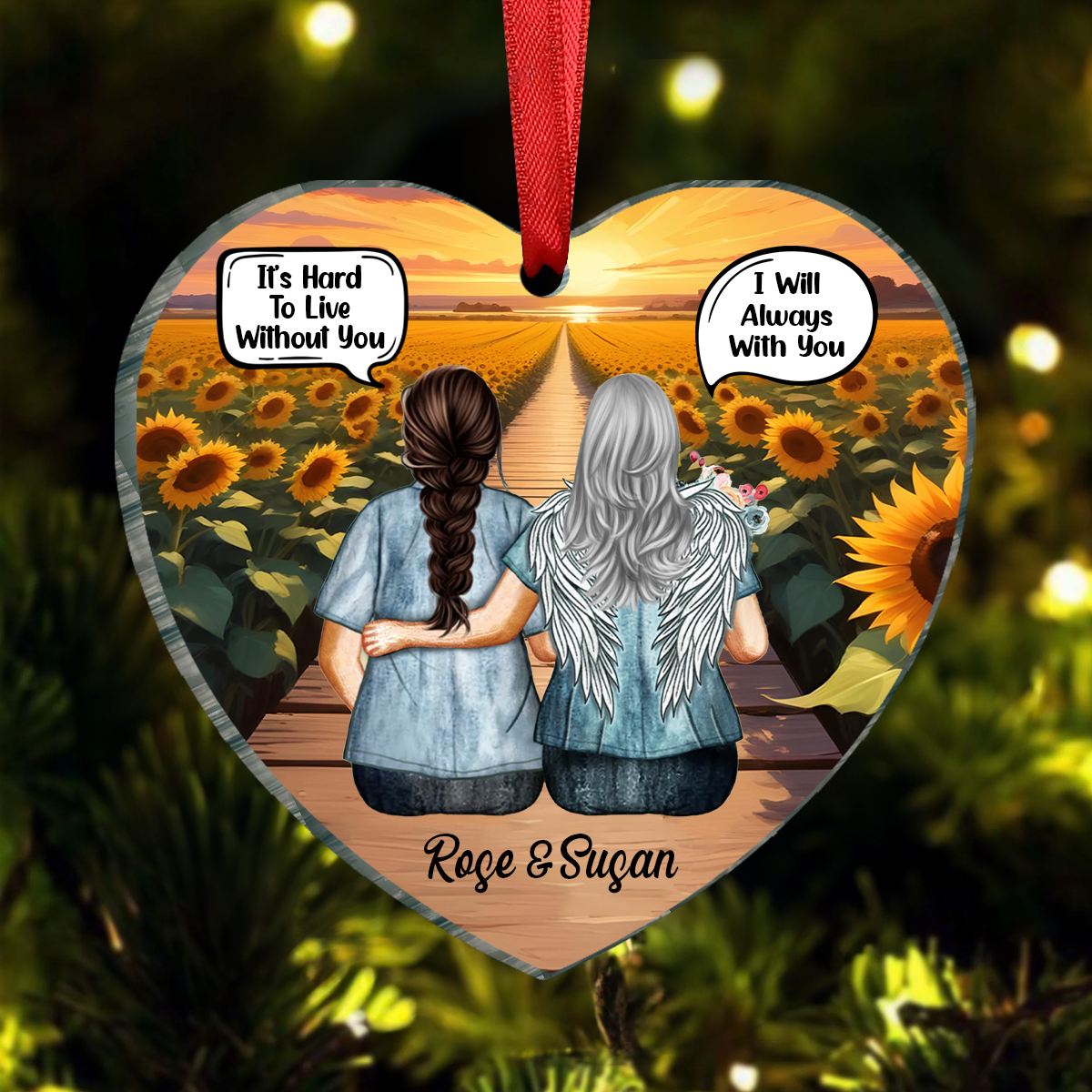 Always In My Heart Middle Aged Couple - Memorial Gift - Personalized Custom Acrylic Ornament