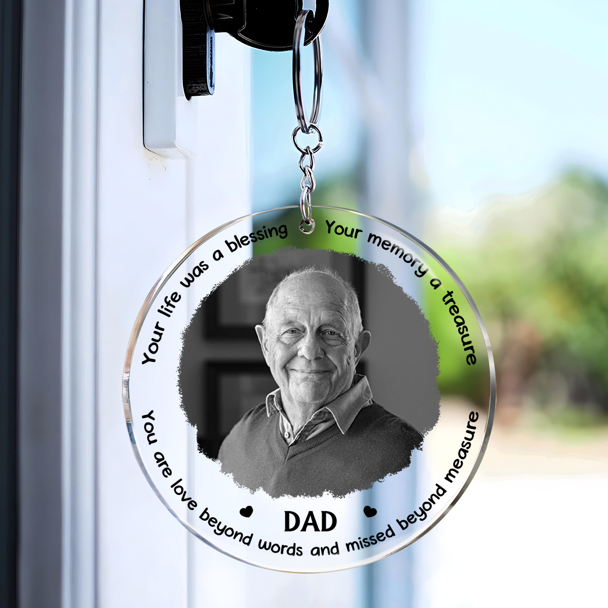 Memorial Grayscale Your Life Was A Blessing - Personalized Acrylic Keychain