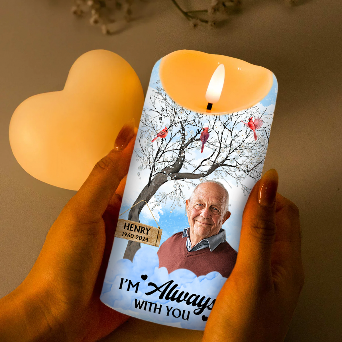 Custom Photo I'm Always With You Memorial - Personalized Flameless LED Candle