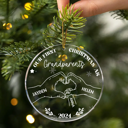 Our First Christmas As Grandparents - Personalized Circle Ornament