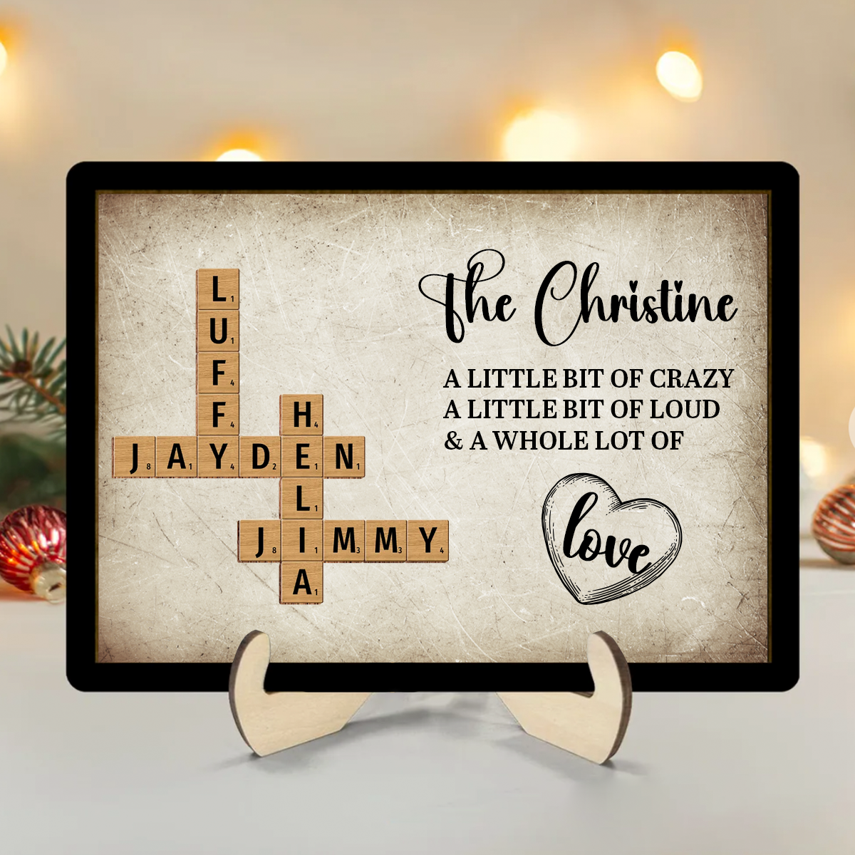 Family Whole Lot Of Love Crossword Puzzle Art - Captured In A Moment, Cherished For A Lifetime Personalized 2-Layered Wooden Plaque