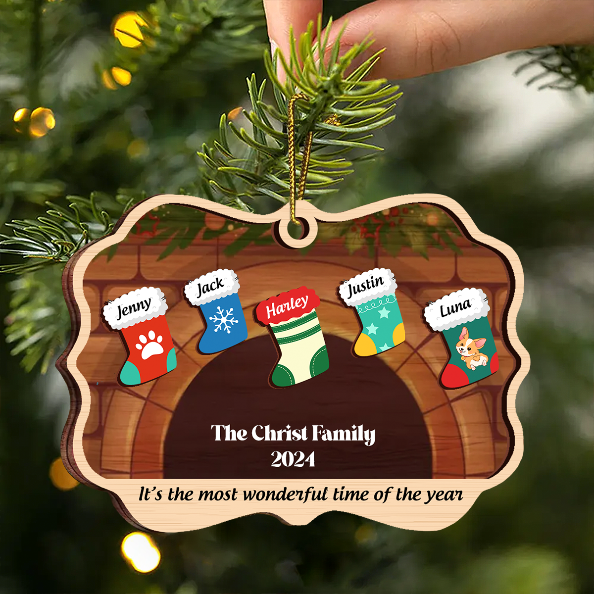 Stockings Hanging The Most Wonderful Time Of Year - Gift For Family - Personalized Custom Ornament