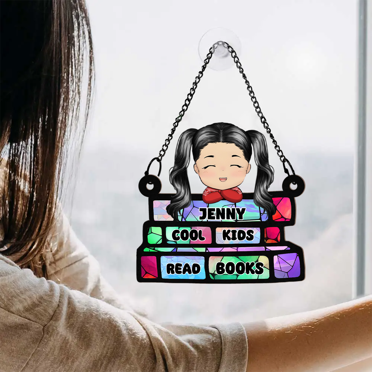 Cool Kids Read Books Reading Classroom Decor - Personalized Window Hanging Suncatcher Ornament